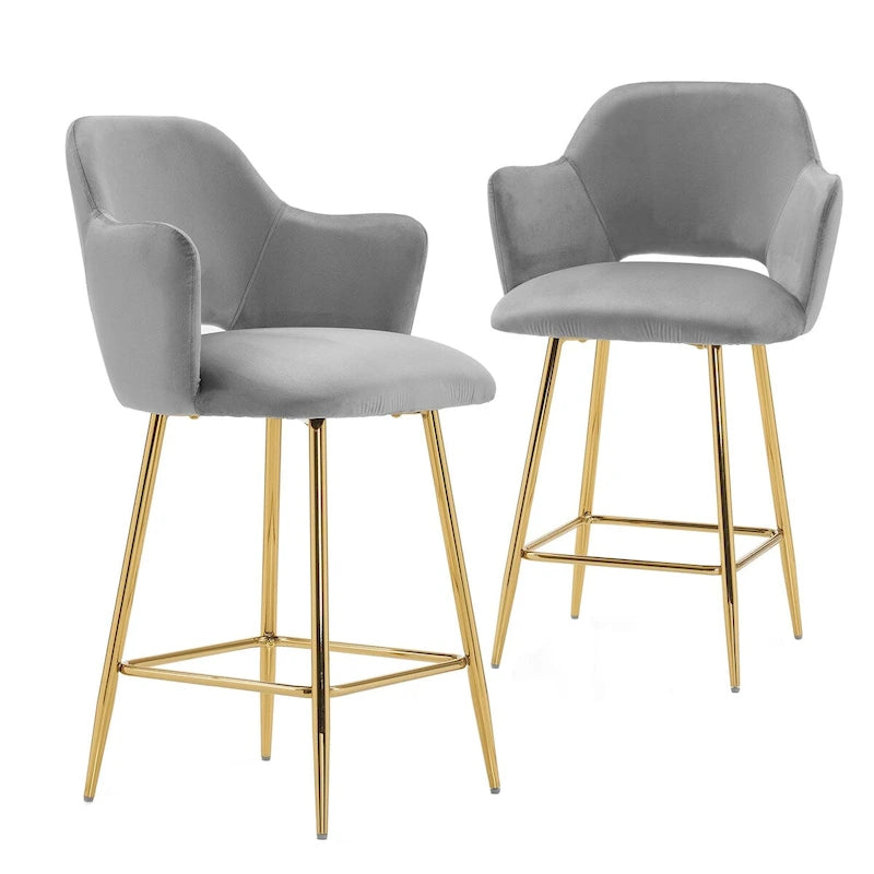 Fauteuil d'appoint rembourré en velours avec pieds en métal doré rose gris noir