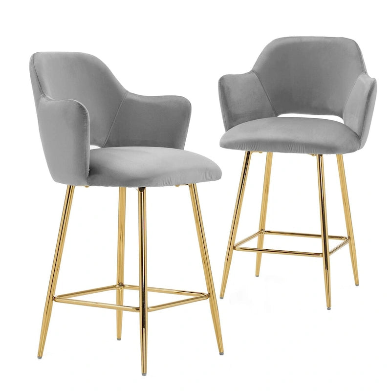 Fauteuil d'appoint rembourré en velours avec pieds en métal doré rose gris noir
