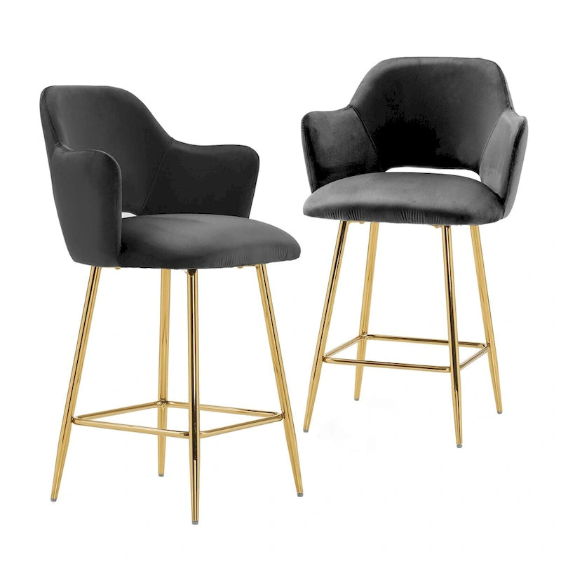 Fauteuil d'appoint rembourré en velours avec pieds en métal doré rose gris noir