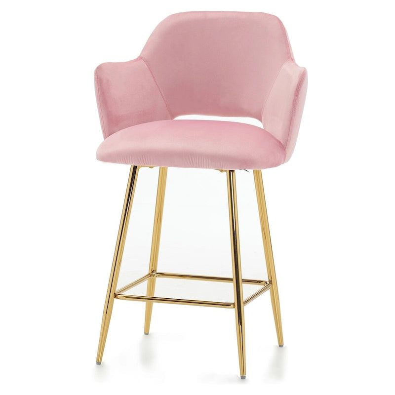 Fauteuil d'appoint rembourré en velours avec pieds en métal doré rose gris noir
