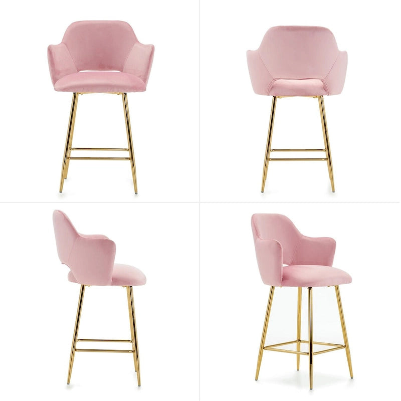 Fauteuil d'appoint rembourré en velours avec pieds en métal doré rose gris noir