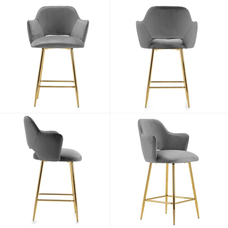 Fauteuil d'appoint rembourré en velours avec pieds en métal doré rose gris noir