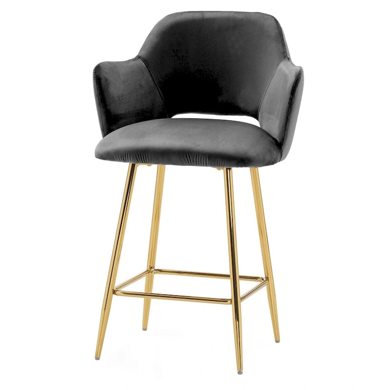 Fauteuil d'appoint rembourré en velours avec pieds en métal doré rose gris noir