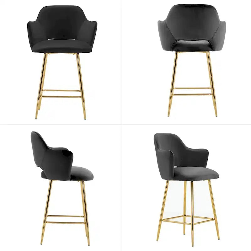 Fauteuil d'appoint rembourré en velours avec pieds en métal doré rose gris noir
