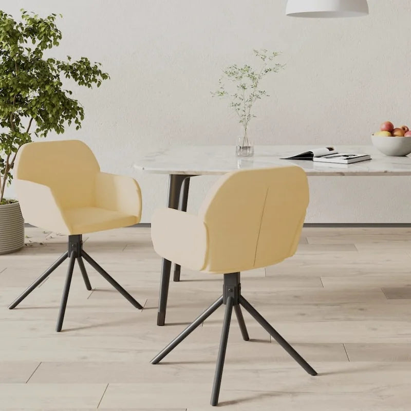 Chaise de salle à manger pivotante en velours avec accoudoirs et pieds métalliques, rotation à 360°