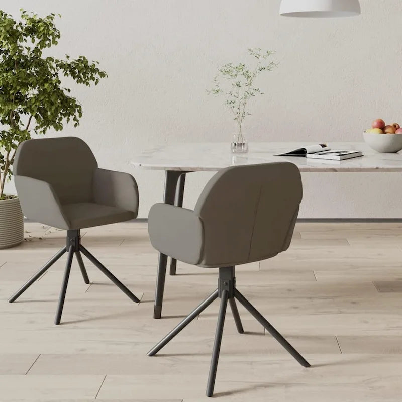 Chaise de salle à manger pivotante en velours avec accoudoirs et pieds métalliques, rotation à 360°
