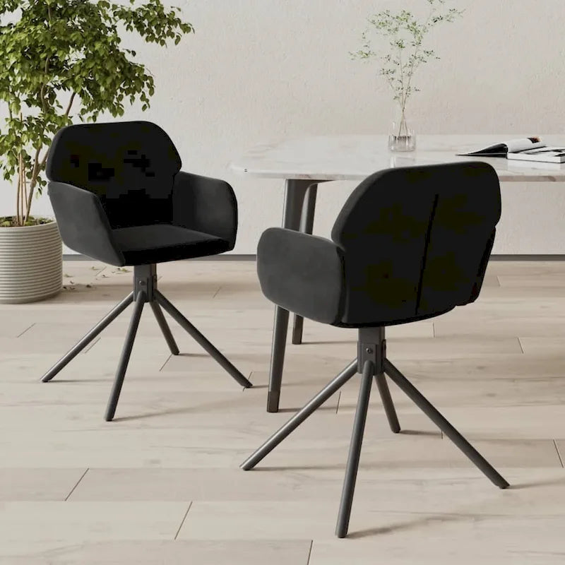Chaise de salle à manger pivotante en velours avec accoudoirs et pieds métalliques, rotation à 360°