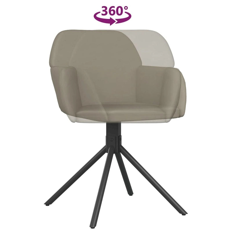 Chaise de salle à manger pivotante en velours avec accoudoirs et pieds métalliques, rotation à 360°