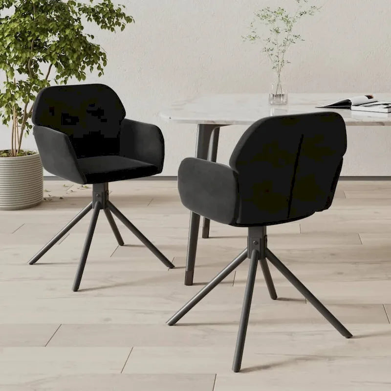 Chaise de salle à manger pivotante en velours avec accoudoirs et pieds métalliques, rotation à 360°
