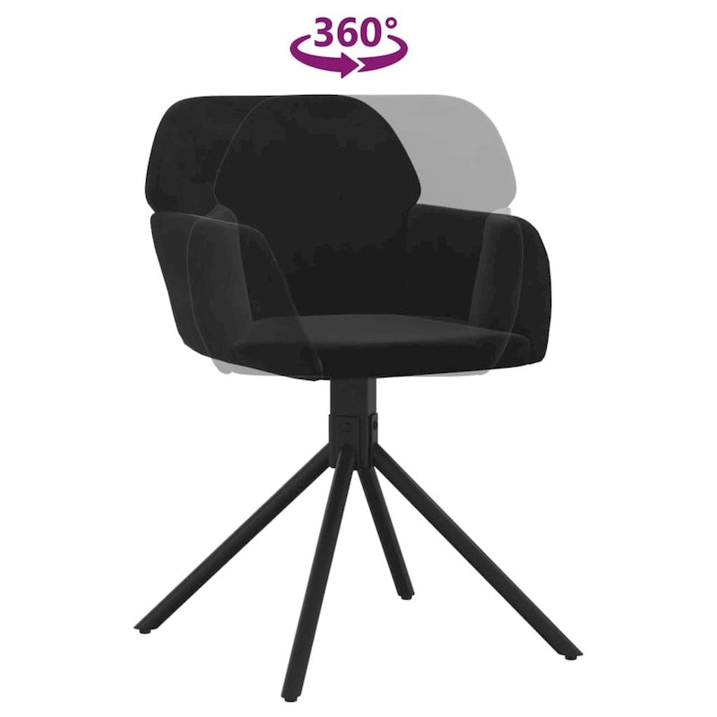 Chaise de salle à manger pivotante en velours avec accoudoirs et pieds métalliques, rotation à 360°