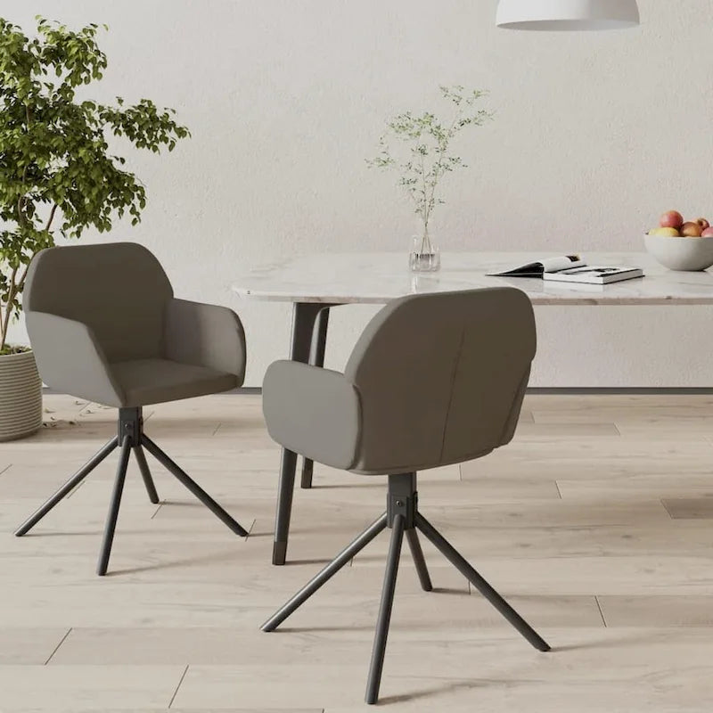 Chaise de salle à manger pivotante en velours avec accoudoirs et pieds métalliques, rotation à 360°