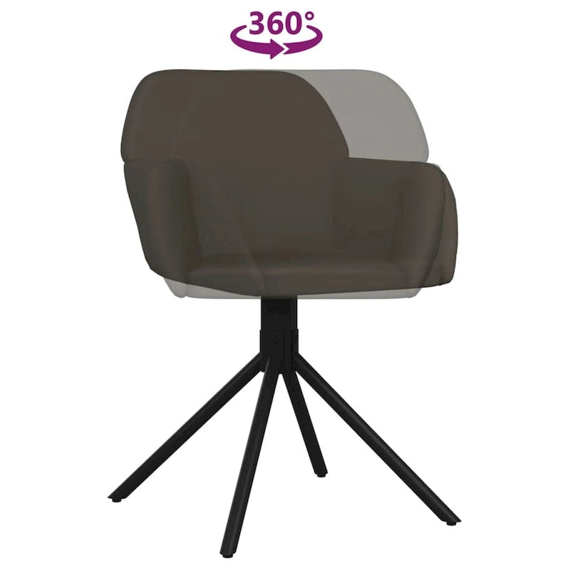 Chaise de salle à manger pivotante en velours avec accoudoirs et pieds métalliques, rotation à 360°