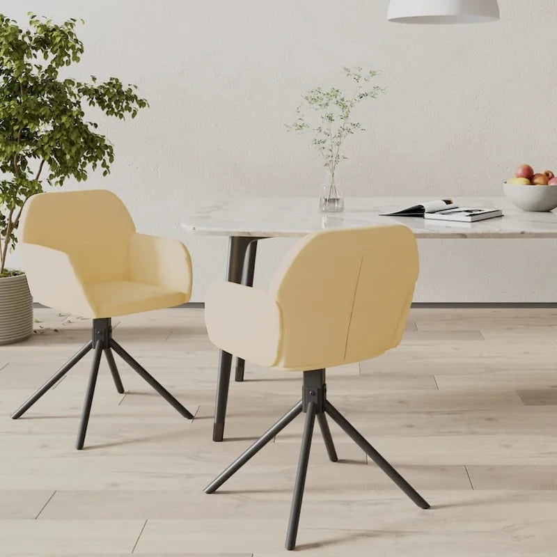 Chaise de salle à manger pivotante en velours avec accoudoirs et pieds métalliques, rotation à 360°