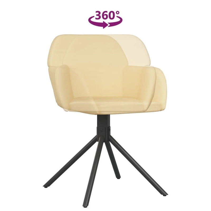 Chaise de salle à manger pivotante en velours avec accoudoirs et pieds métalliques, rotation à 360°