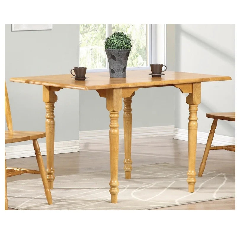 Table à manger extensible classique en chêne clair massif avec abattants marron