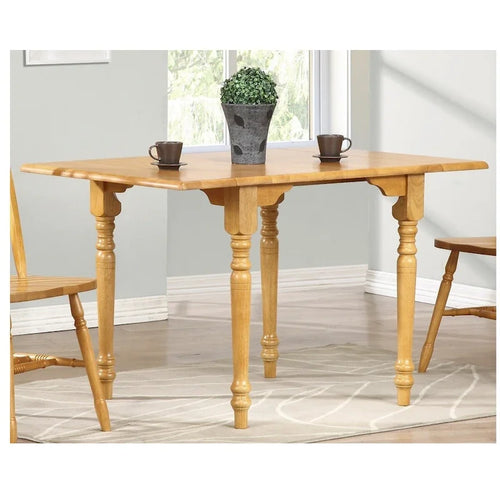 Table à manger extensible classique en chêne clair massif avec abattants marron