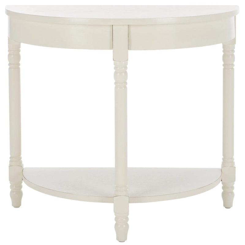 Console d'entrée demi-lune en bois massif avec étagère inférieure, finition bois de chauffage