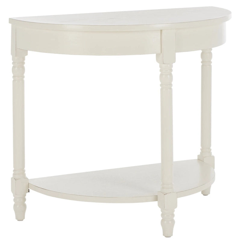 Console d'entrée demi-lune en bois massif avec étagère inférieure, finition bois de chauffage