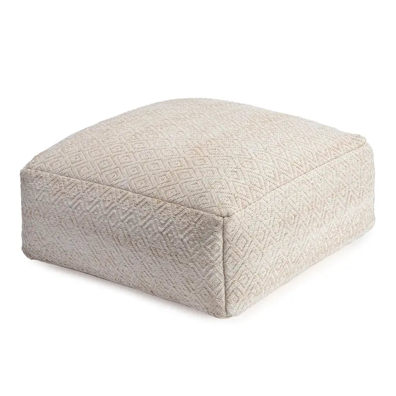 Pouf ottoman carré beige surdimensionné en mélange de coton tufté repose-pieds