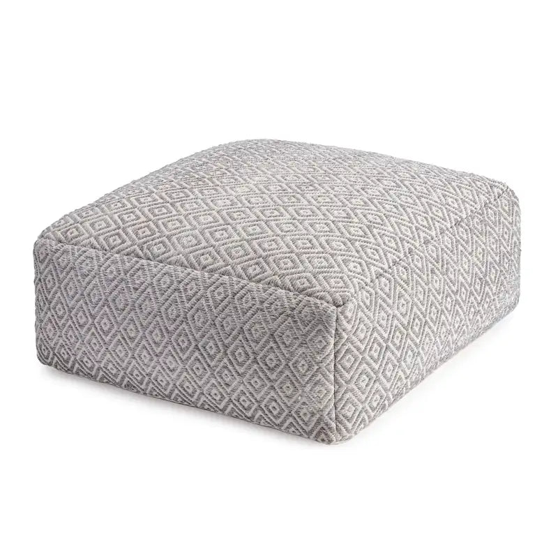 Pouf ottoman carré beige surdimensionné en mélange de coton tufté repose-pieds