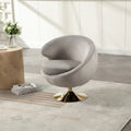 Fauteuil pivotant rond en velours avec base en métal doré