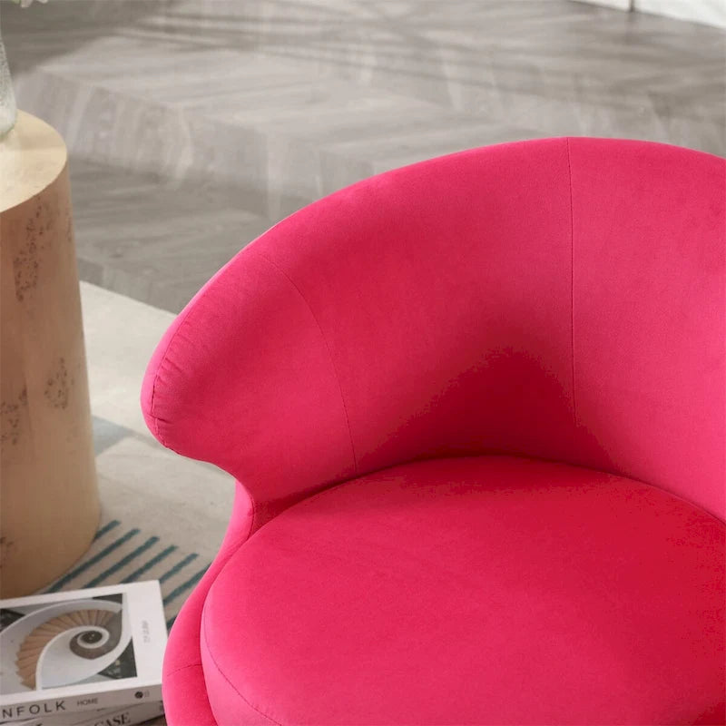 Fauteuil pivotant rond en velours avec base en métal doré