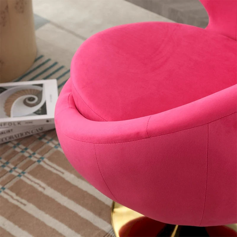 Fauteuil pivotant rond en velours avec base en métal doré