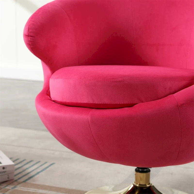 Fauteuil pivotant rond en velours avec base en métal doré