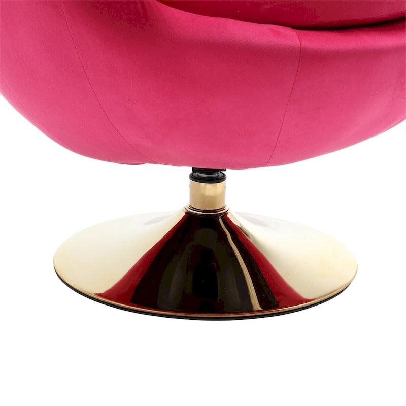 Fauteuil pivotant rond en velours avec base en métal doré