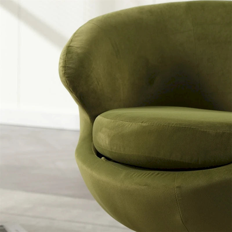 Fauteuil pivotant rond en velours avec base en métal doré