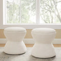 Pouf rond ottoman en tissu bouclette pour salon