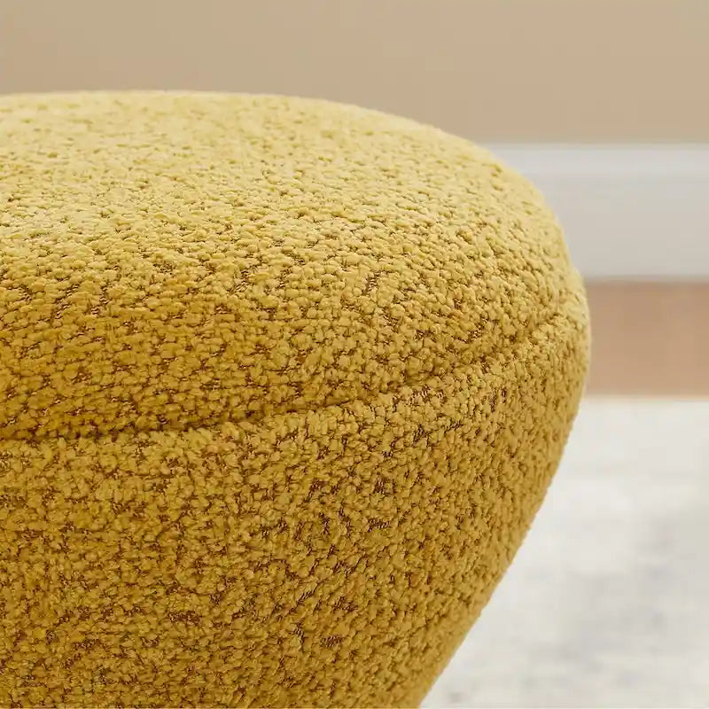 Pouf rond ottoman en tissu bouclette pour salon