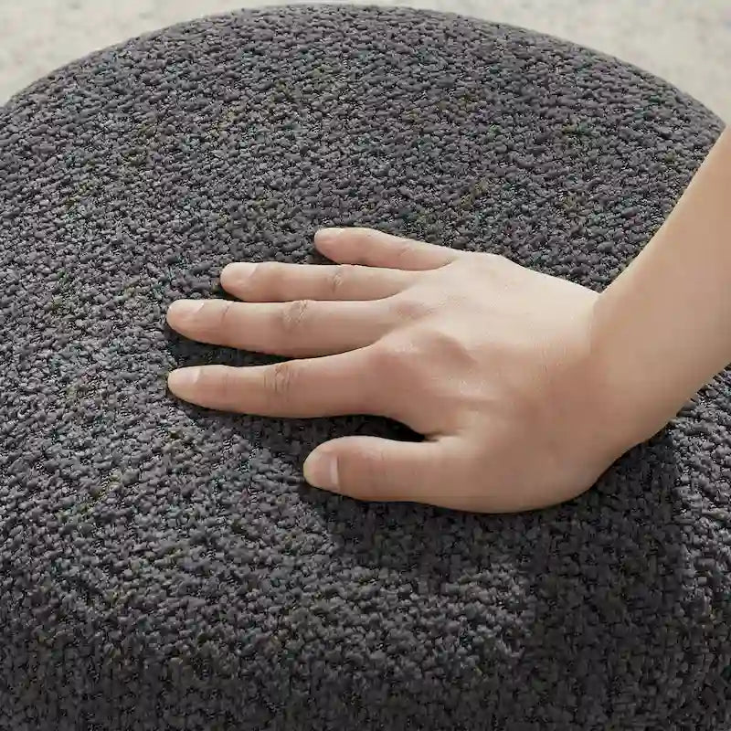 Pouf rond ottoman en tissu bouclette pour salon