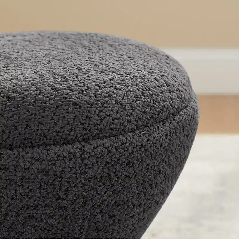 Pouf rond ottoman en tissu bouclette pour salon