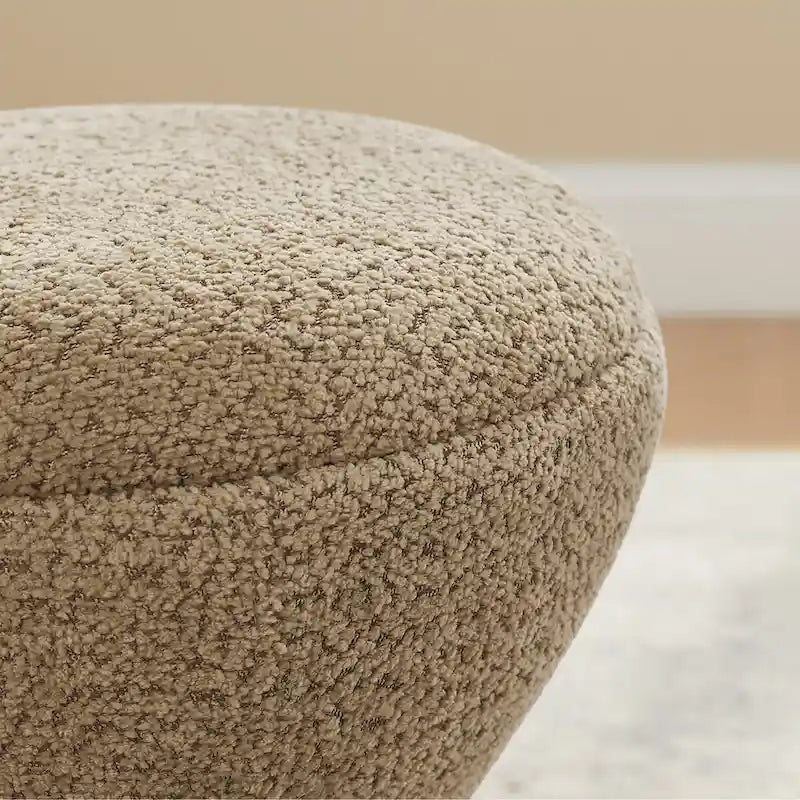 Pouf rond ottoman en tissu bouclette pour salon