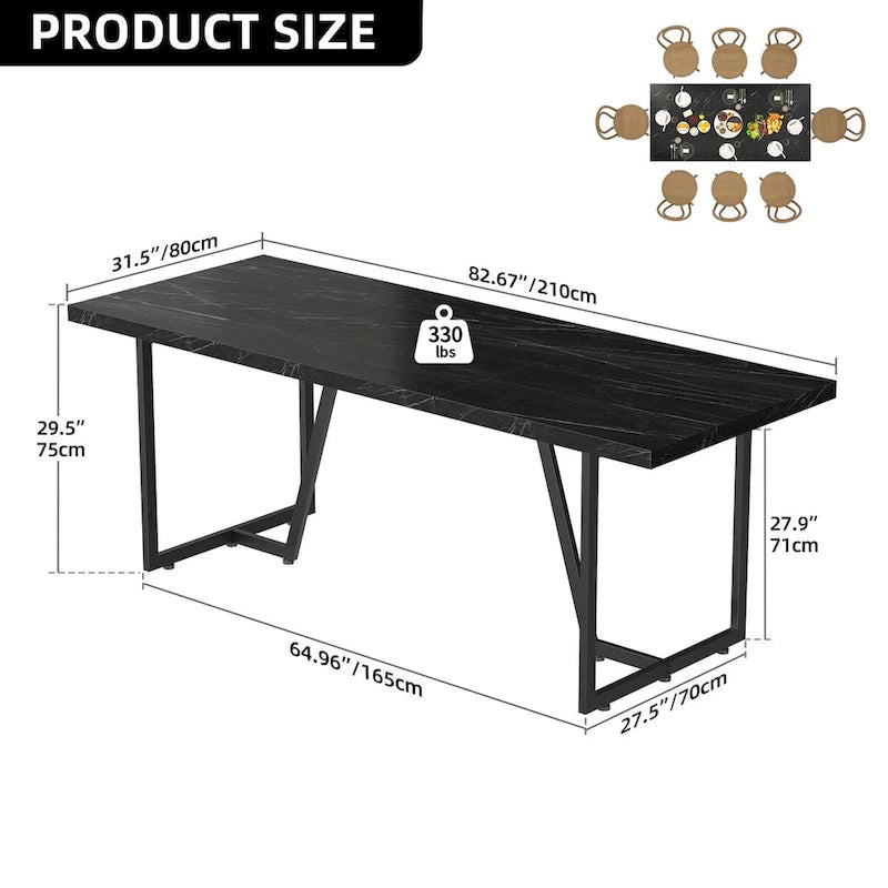 Grande table de salle à manger rectangulaire en faux marbre avec pieds en métal doré, blanc