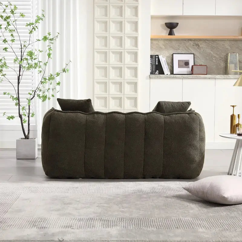 Causeuse d'appoint capitonnée en chenille avec coussins marron rouge vert