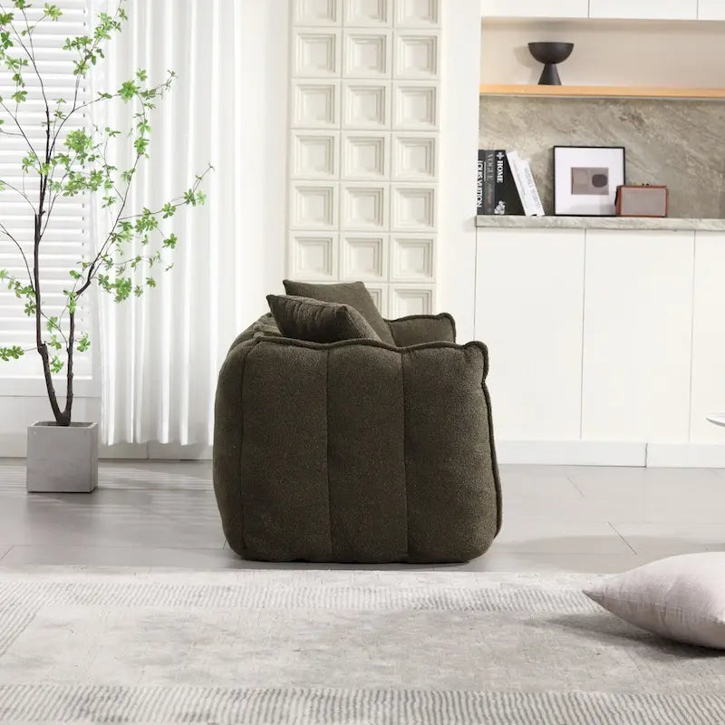 Causeuse d'appoint capitonnée en chenille avec coussins marron rouge vert