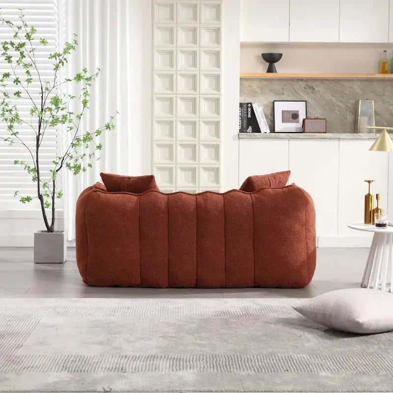 Causeuse d'appoint capitonnée en chenille avec coussins marron rouge vert