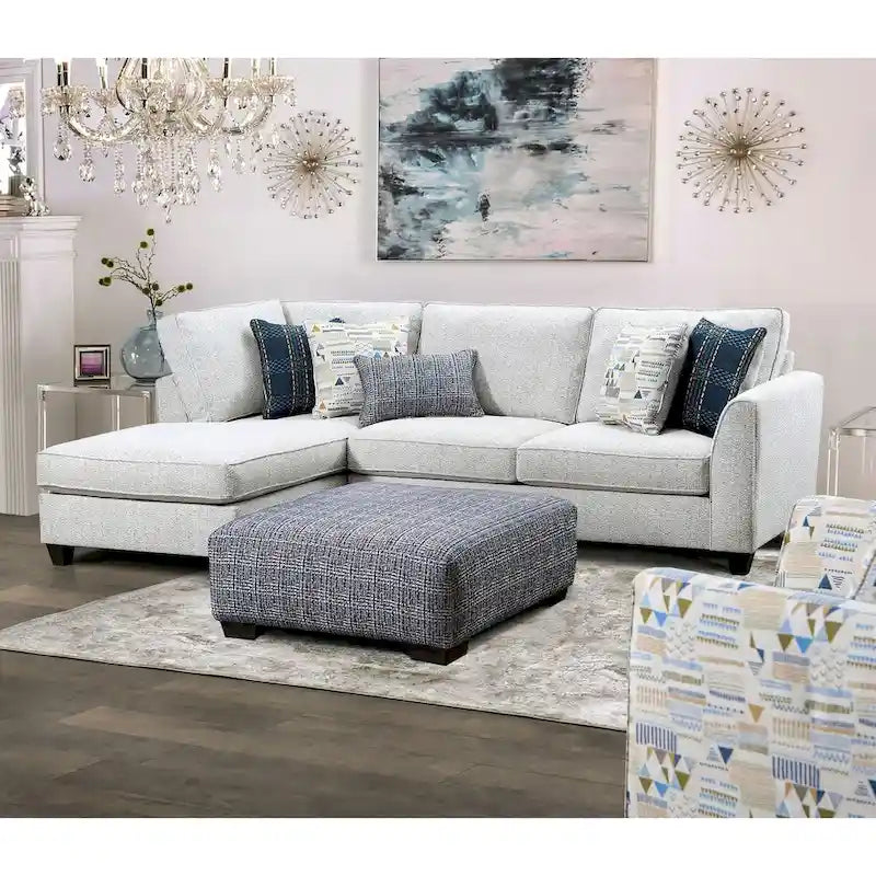 Repose-pieds carré contemporain en tissu tissé multicolore avec pieds coniques