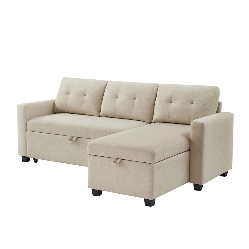Canapé convertible d'angle rembourré avec coussins réglables et rangement intégré