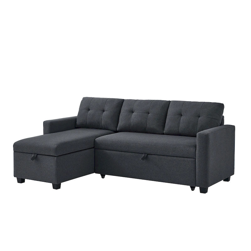 Canapé convertible d'angle rembourré avec coussins réglables et rangement intégré