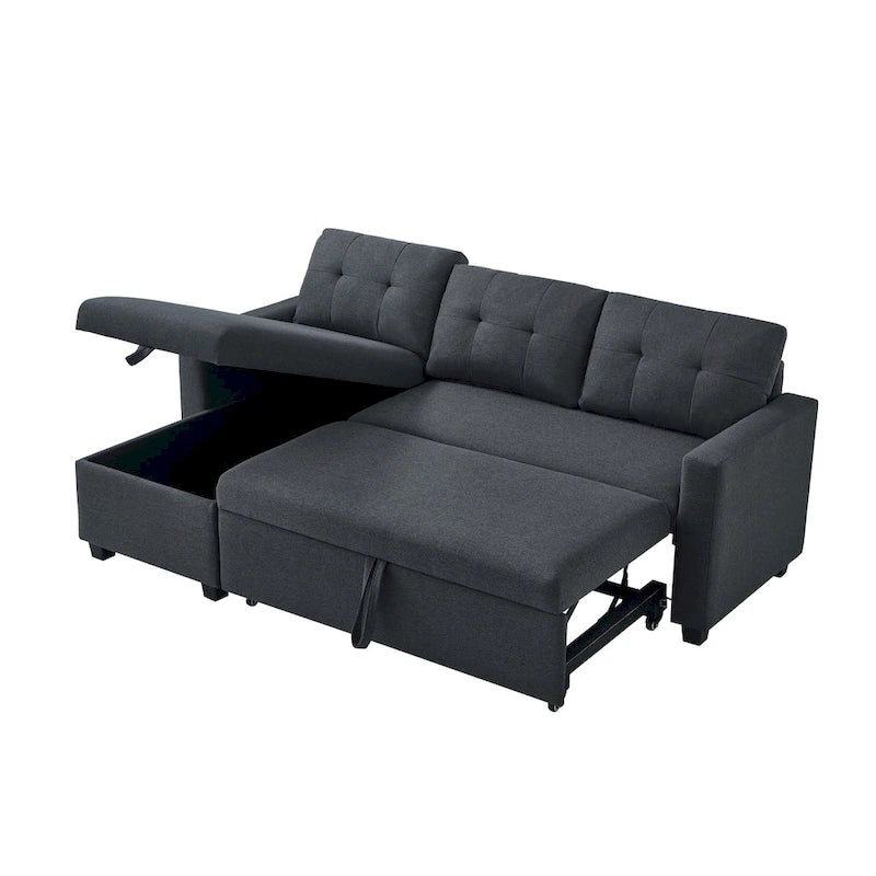 Canapé convertible d'angle rembourré avec coussins réglables et rangement intégré