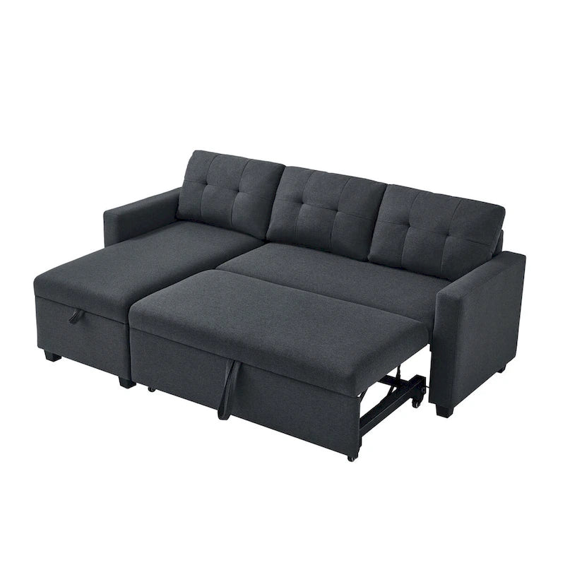 Canapé convertible d'angle rembourré avec coussins réglables et rangement intégré
