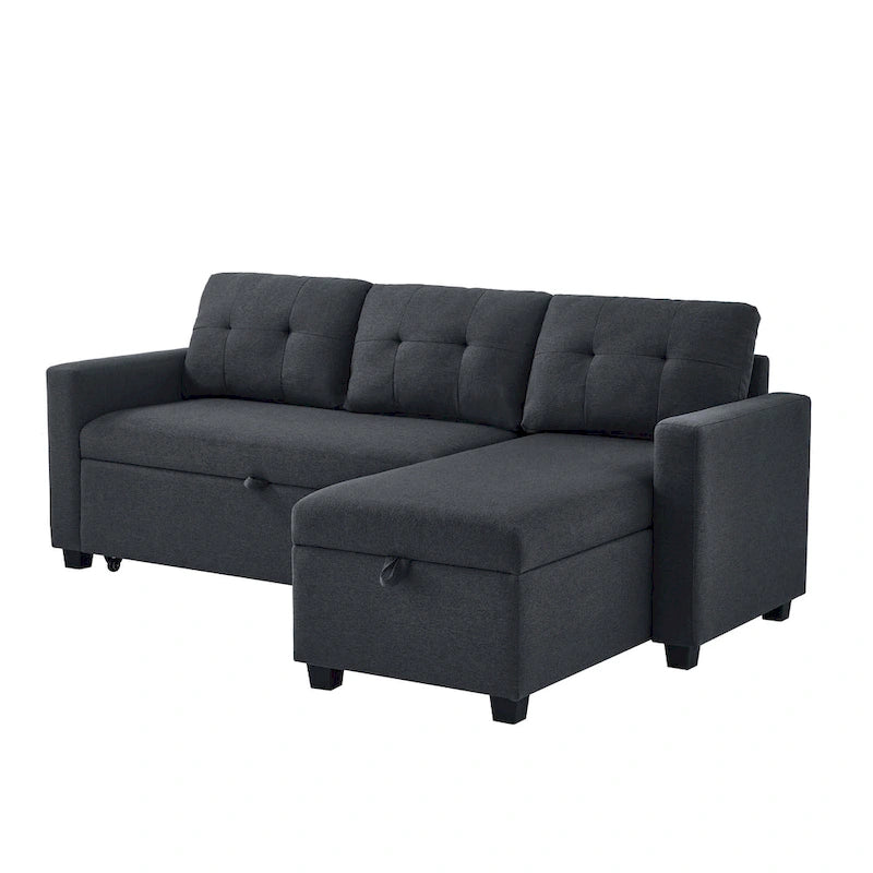 Canapé convertible d'angle rembourré avec coussins réglables et rangement intégré