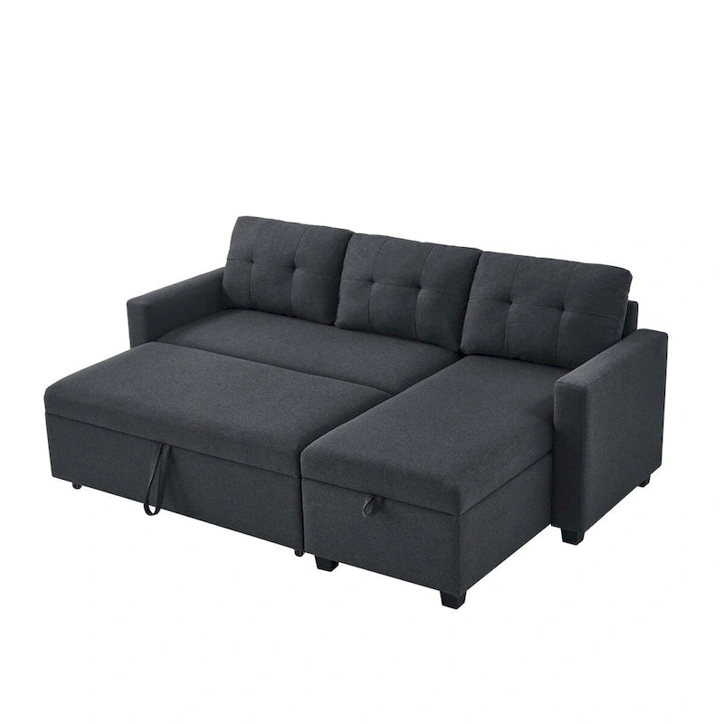 Canapé convertible d'angle rembourré avec coussins réglables et rangement intégré