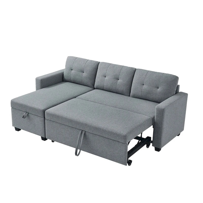 Canapé convertible d'angle rembourré avec coussins réglables et rangement intégré