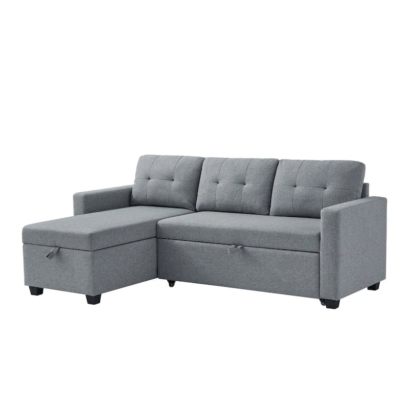 Canapé convertible d'angle rembourré avec coussins réglables et rangement intégré