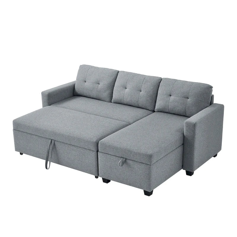 Canapé convertible d'angle rembourré avec coussins réglables et rangement intégré