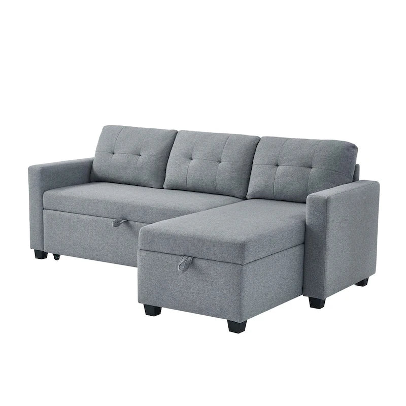 Canapé convertible d'angle rembourré avec coussins réglables et rangement intégré
